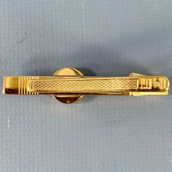 DUNHILL Vintage Gold Silver Monogram Logo Metal Tie Clip - Picture 3 of 4